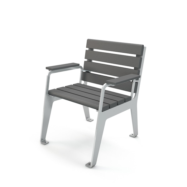Frog Furnishings Gray 24" Plaza Chair with Silver Frame - PB 24GRASFPLZCHR