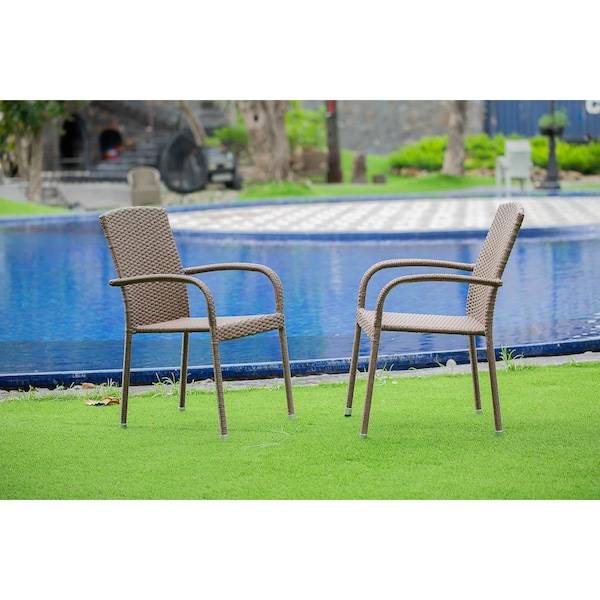 Invernadero Jubi Patio Chair with Cushion, Brown Wicker & Beige Cushion - IN2576352