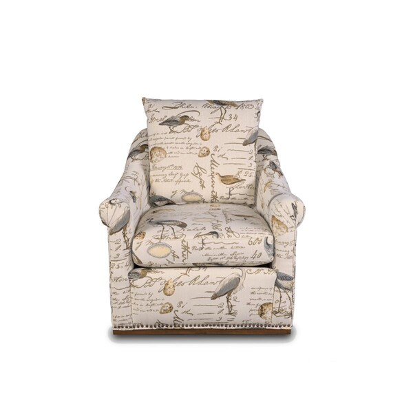 Sunset Trading Birdscript Swivel Chair - Low Back &amp; Rolled Arms Nailhead Trim - SU-1593-93-854825