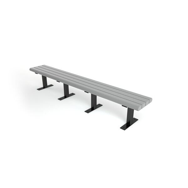 Frog Furnishings Gray 8' Creedside Bench Surface Mount w/ Black Frame - PB 8GRACRK