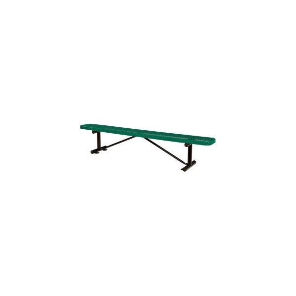 Global Equipment 8 ft. Outdoor Steel Flat Bench - Expanded Metal - Green - 277157GN
