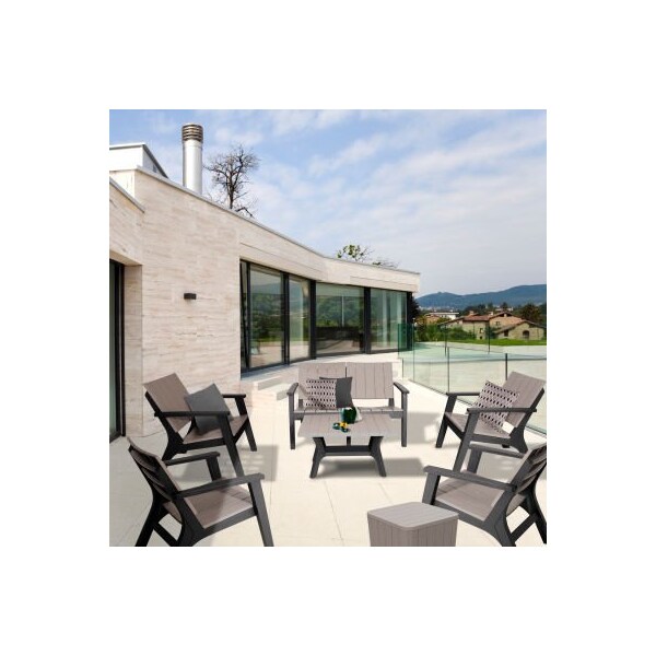 Rta Products Llc DUKAP Enzo 7 Piece Outdoor Sofa Seating Set, Black/Gray - O-DK-018019BBG