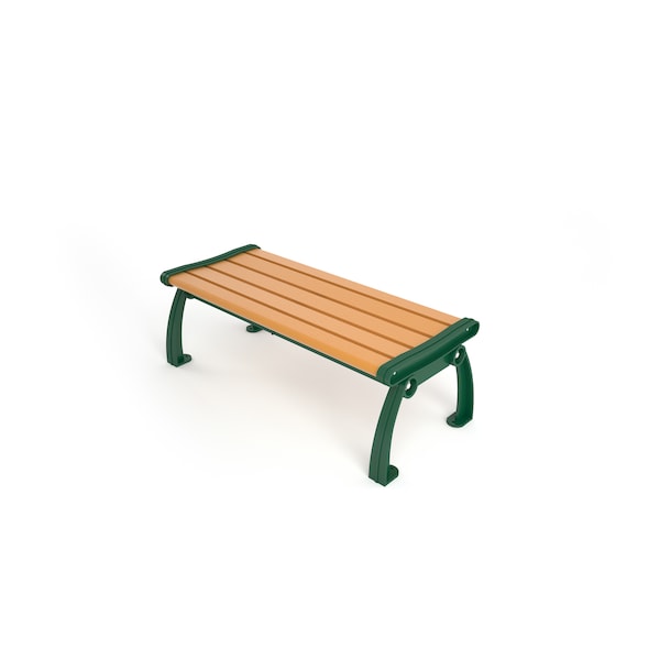 Frog Furnishings Cedar 4' Heritage Backless Bench with Green Frame - PB 4CEDGFHERBAC