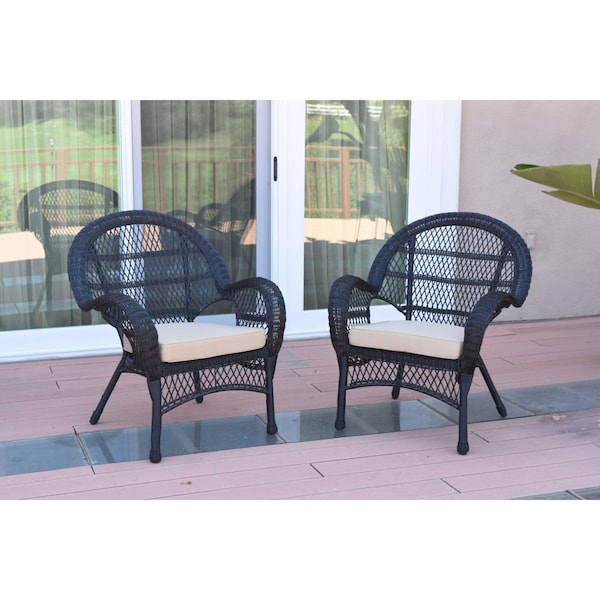 Propation W00211-C-2-FS006 Santa Maria Black Wicker Chair with Tan Cushion - PR1081429