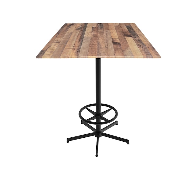 Holland Bar Stool Co 42 Tall OD216 Black Table Base w36x36 Square Rustic Top, IndoorOutdoor - OD21642BWODS36SQRUSTIC
