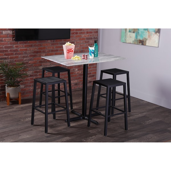 Holland Bar Stool Co 42 Tall OD216 Black Table Base w36x36 Square Rustic Top, IndoorOutdoor - OD21642BWODS36SQRUSTIC