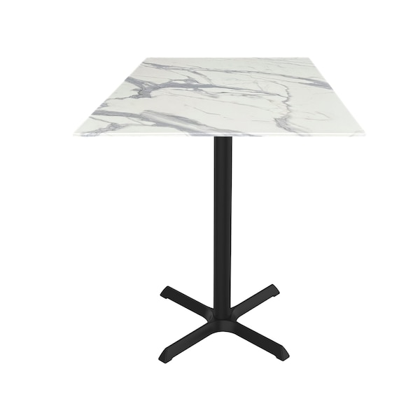 Holland Bar Stool Co 36 Tall OD211 Black Table Base w30x30 Foot and 36x36 Square White Marble Top, IndoorOutdoor - OD211-3036BWODS36SQWM