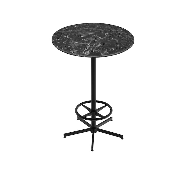 Holland Bar Stool Co 42 Tall OD216 Black Table Base w36 Diameter Black Marble Top, IndoorOutdoor - OD21642BWODS36RBM