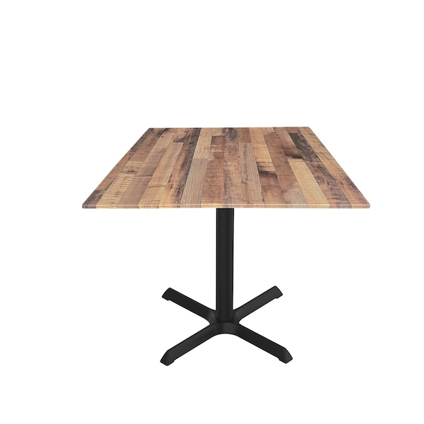 Holland Bar Stool Co 30 Tall OD211 Black Table Base w30x30 foot and 32x32 Square Rustic Top, IndoorOutdoor - OD211-3030BWODS32SQRUSTIC