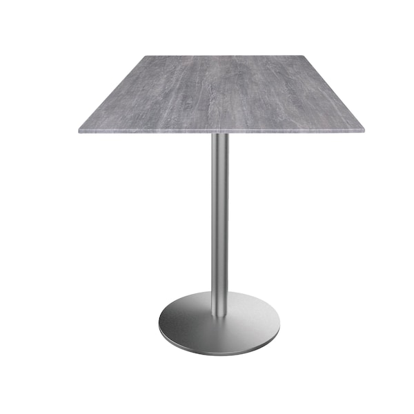 Holland Bar Stool Co 36 Tall OD214 St Steel Table Base w22 Dia foot and 32x32 Square Greystone Top, IndoorOutdoor - OD214-2236SSODS32SQGRYSTN