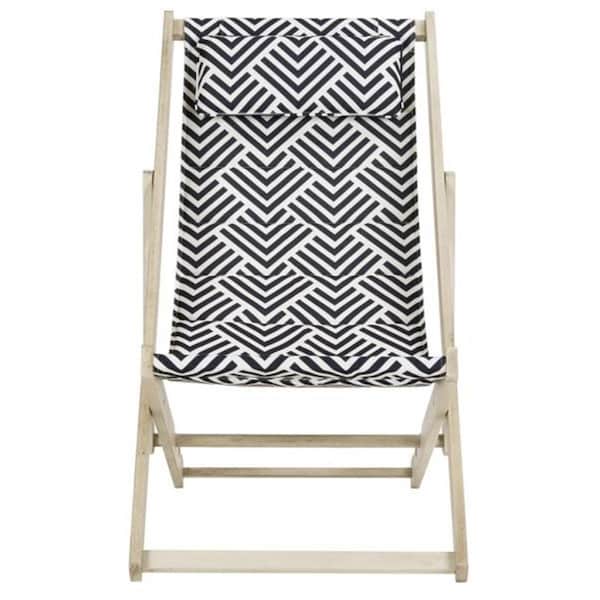 Safavieh 34.4 x 24.2 x 41.3 in. Rive Foldable Sling Chair, Navy and White - PAT7039A