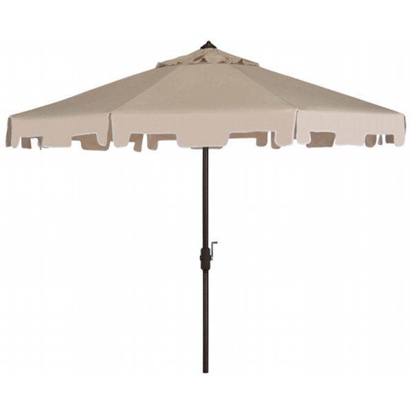 Safavieh Zimmerman 9 ft. Crank Market Umbrella with Flap- Beige - PAT8000C