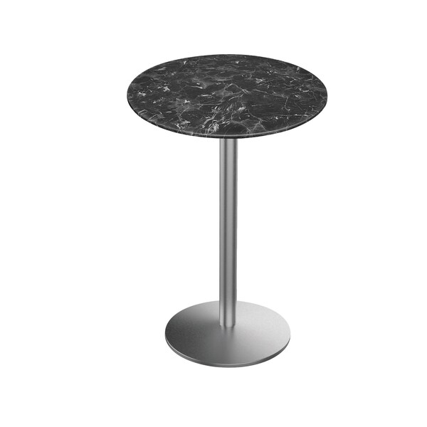 Holland Bar Stool Co 42 Tall OD214 St Steel Table Base w22 Dia foot and 32 Dia Black Marble Top, IndoorOutdoor - OD214-2242SSODS32RBM