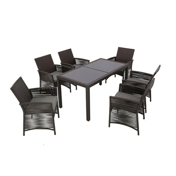 Brujula 7 Piece Outdoor Patio Steel Frame Sofa Set Rattan Furniture with Cushions - BR3456765