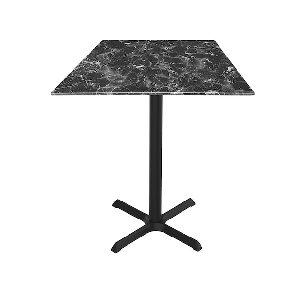 Holland Bar Stool Co 36 Tall OD211 Black Table Base w30x30 foot and 32x32 Square Black Marble Top, IndoorOutdoor - OD211-3036BWODS32SQBM