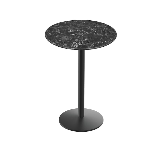 Holland Bar Stool Co 42 Tall OD214 Black Table Base w22 Dia Foot and 36 Dia Black Marble Top, IndoorOutdoor - OD214-2242BWODS36RBM