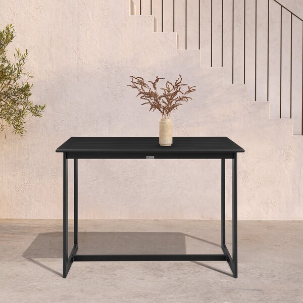 Armen Living Grand Outdoor Patio Counter Height Dining Table in Black Aluminum - 840254332591