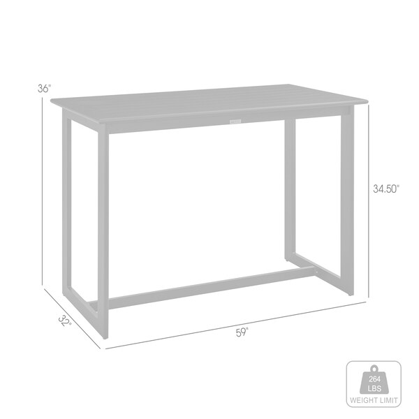 Armen Living Grand Outdoor Patio Counter Height Dining Table in Black Aluminum - 840254332591