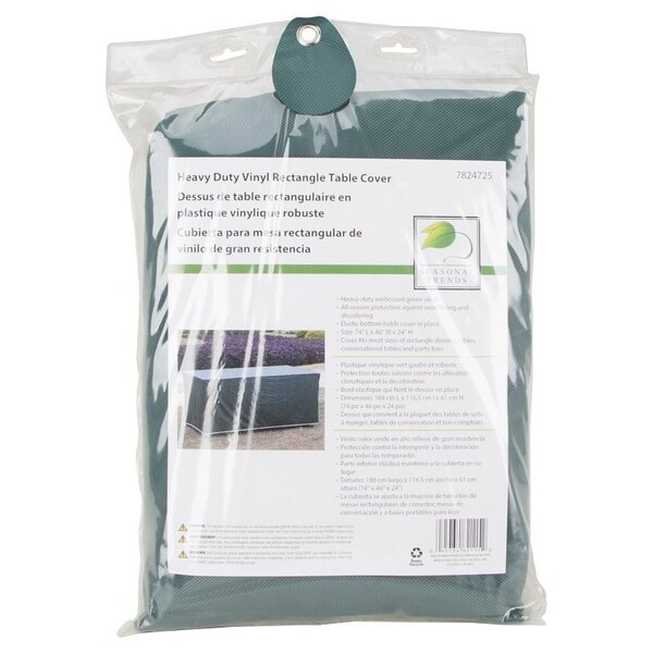 Seasonal Trends Table Cover, 74 in L, 46 in W, 24 in H, Vinyl, Green - CVRA-RCT-D