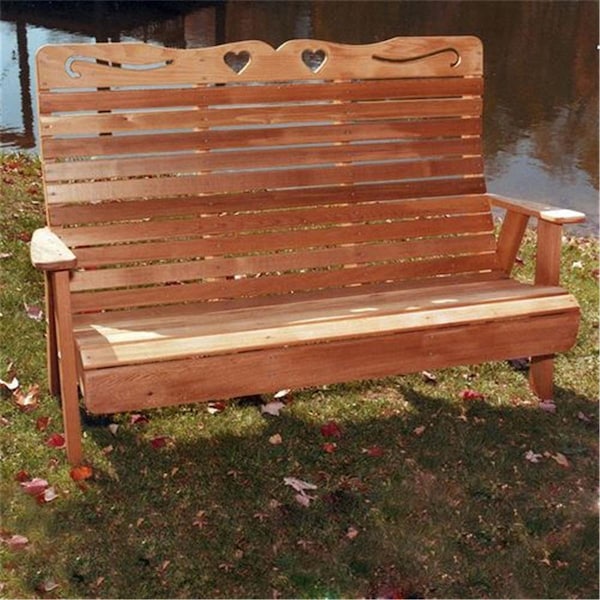 Creekvine Designs 5 ft. Cedar Royal Country Hearts Garden Bench - WF1115CVD