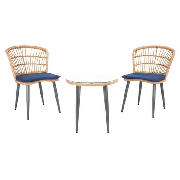 Safavieh Prenza Lounger Set, Natural & Navy - 3 Piece - PAT9013B