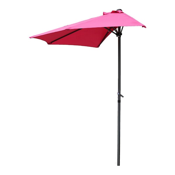 International Caravan 9 ft. Half Round Wall Hugger Umbrella, Bery Berry - YF-1147-2.7M-BB
