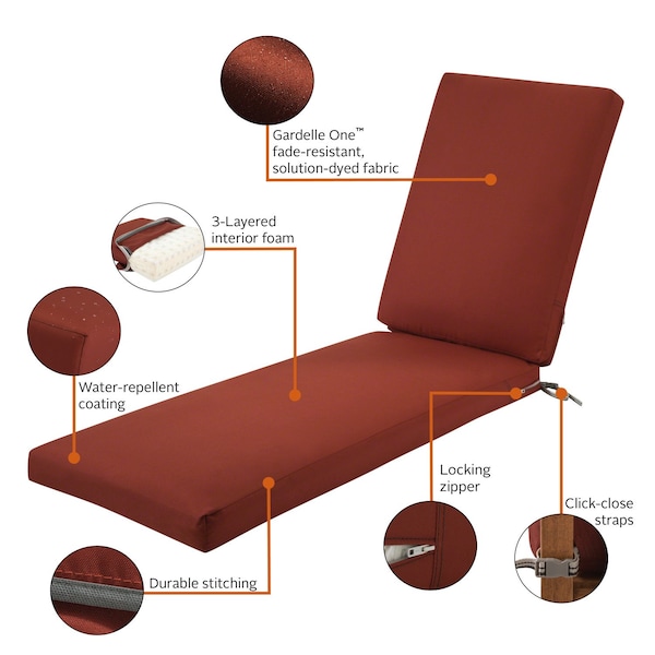 Classic Accessories Ravenna Chaise Cushion, Spice, 72"x21"x3" - 62-001-SPICE-EC