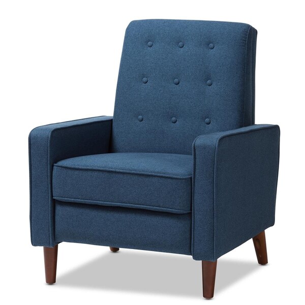 Campo 1705-Blue Baxton Studio Mathias Mid-century Modern Fabric Upholstered Lounge Chair, Blue - CA2688056