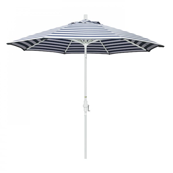 California Umbrella Patio Umbrella, Octagon, 102.38" H, Olefin Fabric, Navy White Cabana Stripe - 194061018521