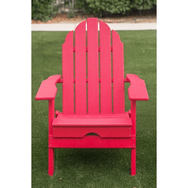 Xbrand 37.8 in. Tall Foldable Weather Resistant Lawn & Garden Outdoor Adirondack Chair - Red - OE3830RD