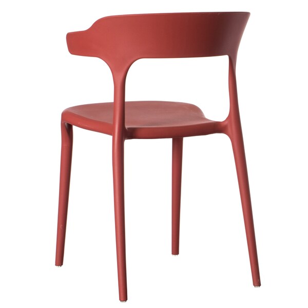 Fabulaxe Modern Plastic Outdoor Dining Chair with Open U Shaped Back, Red - QI004228.RD