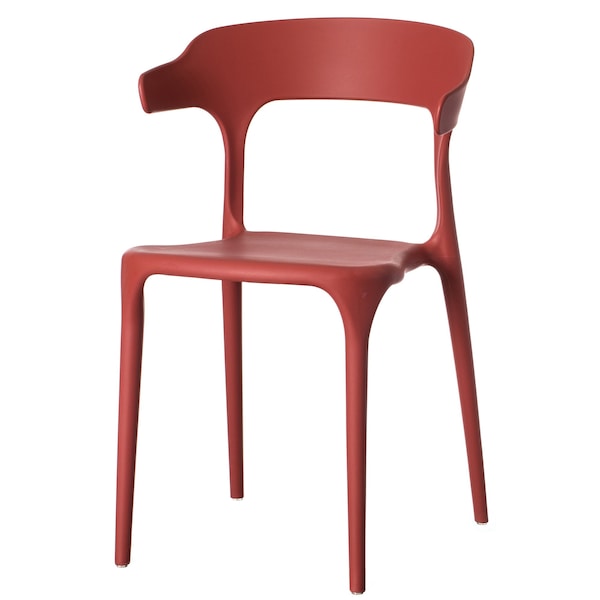 Fabulaxe Modern Plastic Outdoor Dining Chair with Open U Shaped Back, Red - QI004228.RD