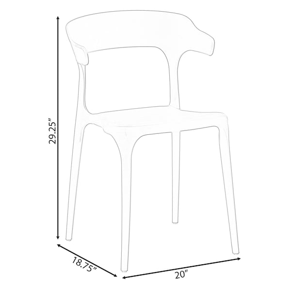 Fabulaxe Modern Plastic Outdoor Dining Chair with Open U Shaped Back, Red - QI004228.RD