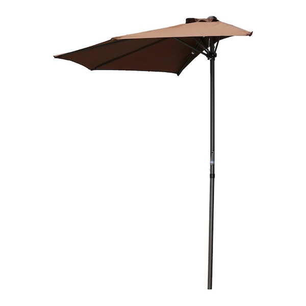 International Caravan 9 ft. Half Round Wall Hugger Umbrella, Chocolate - YF-1147-2.7M-CH