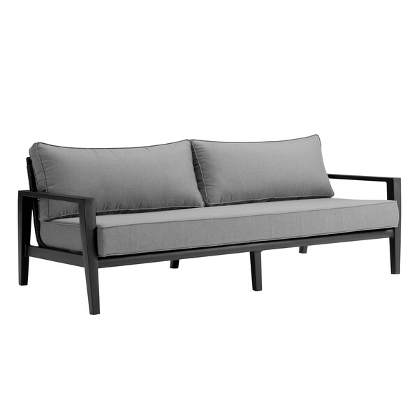 Armen Living Cayman Aluminum Outdoor Sofa in Black and Dark Gray - SETODCMBLBX3