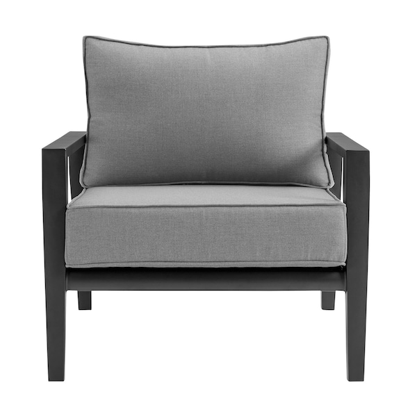 Armen Living Cayman Aluminum Outdoor Sofa in Black and Dark Gray - SETODCMBLBX3