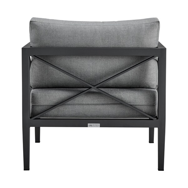 Armen Living Sonoma Outdoor 4 piece Set in Dark Gray Finish and Dark Gray Cushions - SETODSODKGR