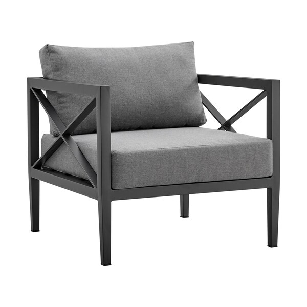 Armen Living Sonoma Outdoor 4 piece Set in Dark Gray Finish and Dark Gray Cushions - SETODSODKGR