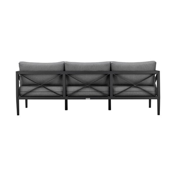 Armen Living Sonoma Outdoor 4 piece Set in Dark Gray Finish and Dark Gray Cushions - SETODSODKGR