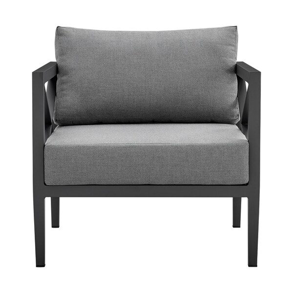 Armen Living Sonoma Outdoor 4 piece Set in Dark Gray Finish and Dark Gray Cushions - SETODSODKGR