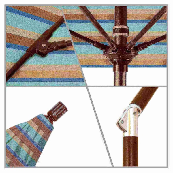California Umbrella 7.5' Bronze Aluminum Market Umbrella, Sunbrella Gateway Mist - 194061338070