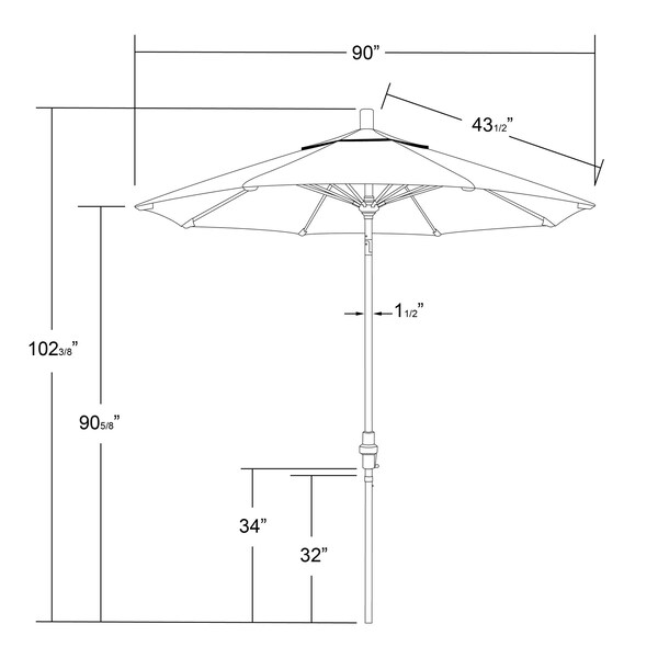 California Umbrella 7.5' Bronze Aluminum Market Umbrella, Sunbrella Gateway Mist - 194061338070
