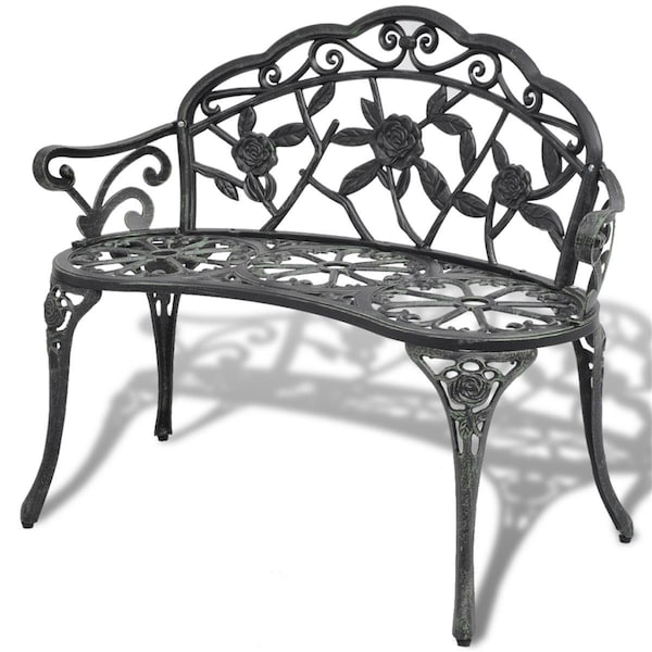 Grillgear Outdoor Patio Bench Cast Aluminum, Green - GR421683