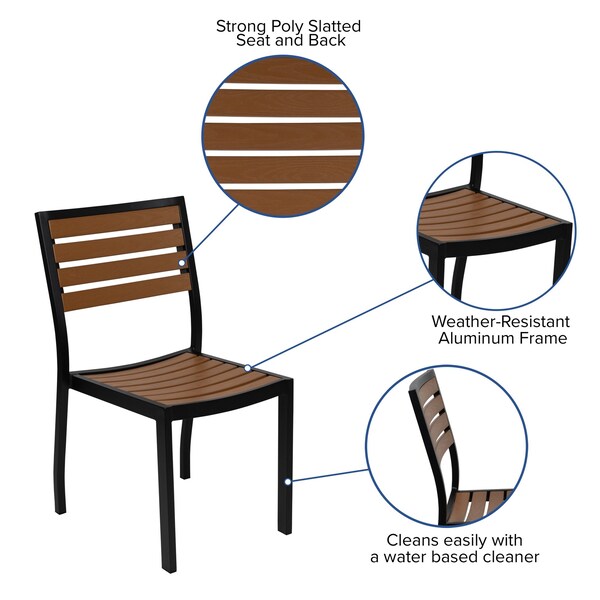 Flash Furniture Faux Teak 30x48 Table-Gray Umbrella-Base-4 Chairs - XU-DG-304860364-UB19BGY-GG