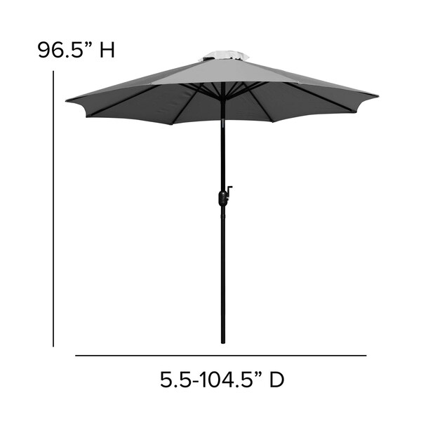 Flash Furniture Faux Teak 30x48 Table-Gray Umbrella-Base-4 Chairs - XU-DG-304860364-UB19BGY-GG