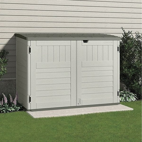 Suncast Horizontal Storage Shed, Resin, 70 cu ft, Vanilla/Stoney/Black - BMS4720