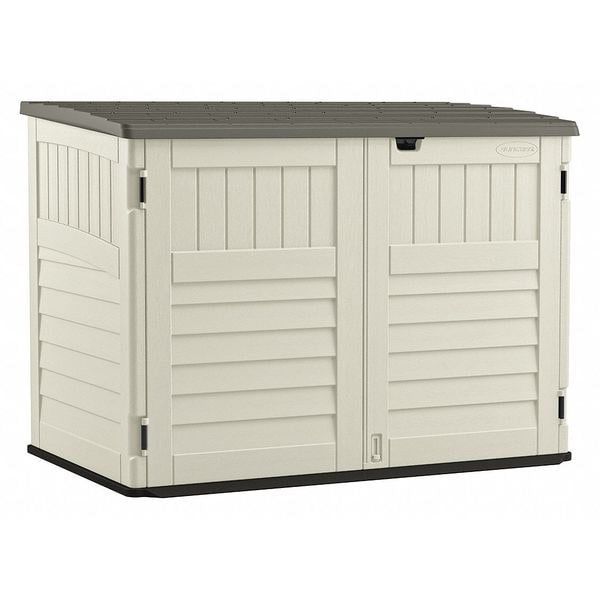 Suncast Horizontal Storage Shed, Resin, 70 cu ft, Vanilla/Stoney/Black - BMS4720