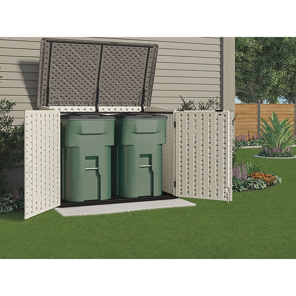 Suncast Horizontal Storage Shed, Resin, 70 cu ft, Vanilla/Stoney/Black - BMS4720