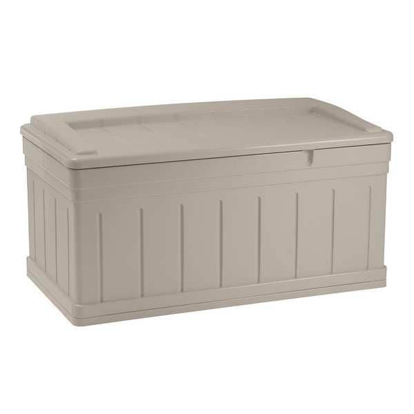Suncast 129 gal Resin Deck Box With Seat, Light Taupe - DB9750
