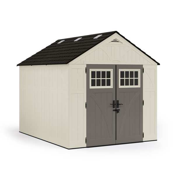 Suncast Storage Shed, Resin, 547 cu ft, Vanilla/Slate/Stoney/Black - BMS8100